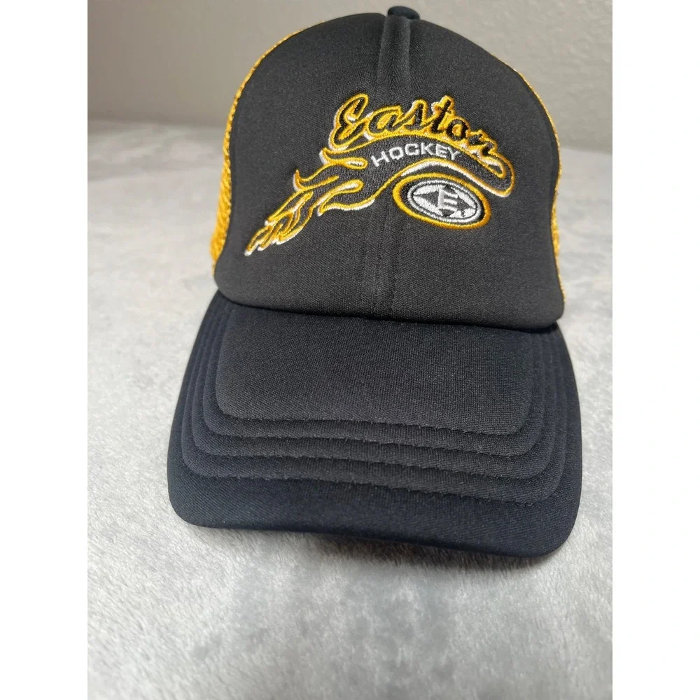 EASTON Hockey Trucker Hat Cap Black Gold Mesh Adjustable One Sz Fits Most Sport